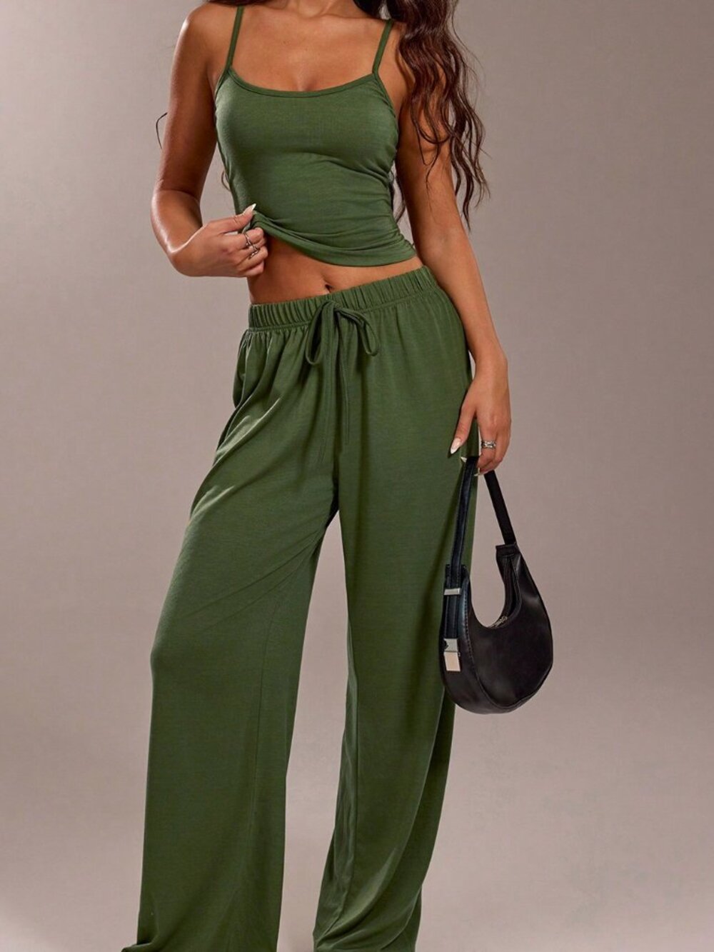 Green Casual Women's Spaghetti Strap Jumpsuit